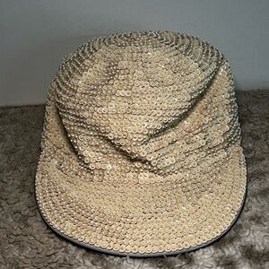 Sequin Embellished Cream Hat